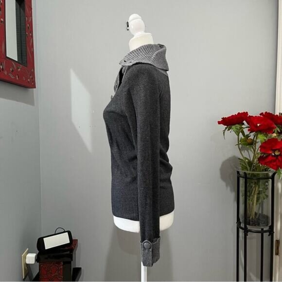 NEW Banana Republic Wool Cashmere Classic Two Tone Ribbed Cowl Neck Sweater XS - Picture 7 of 16